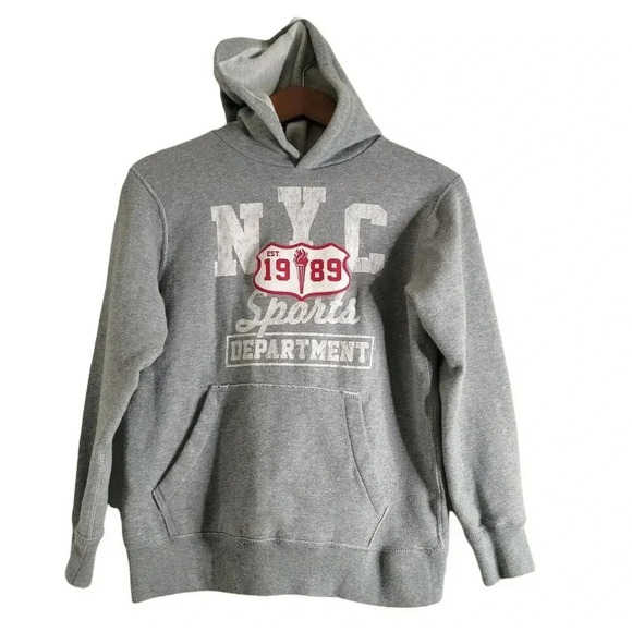 Place Est 1989 fleece sweater Sweatshirt boy Sz L/G (10/12) Hoodie pockets front - Picture 1 of 8